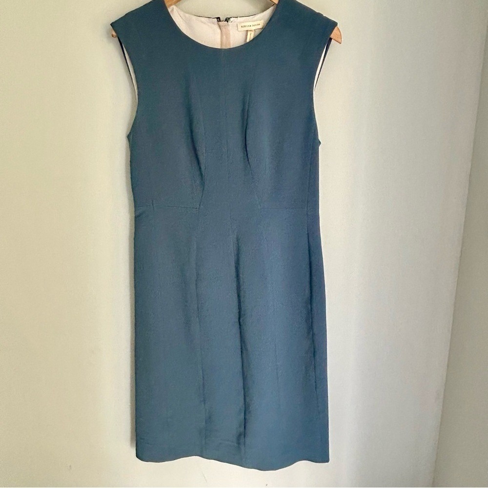 Rebecca Taylor Blue Pleated Seam Sleeveless Dress Classic Old MoneySize 8